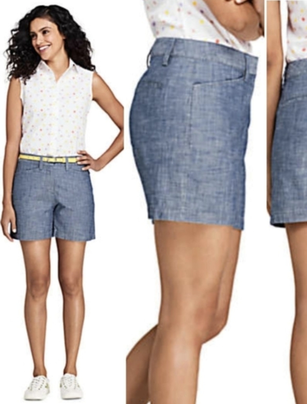 Land's End Mid Rise Chambray Shorts Size 16.